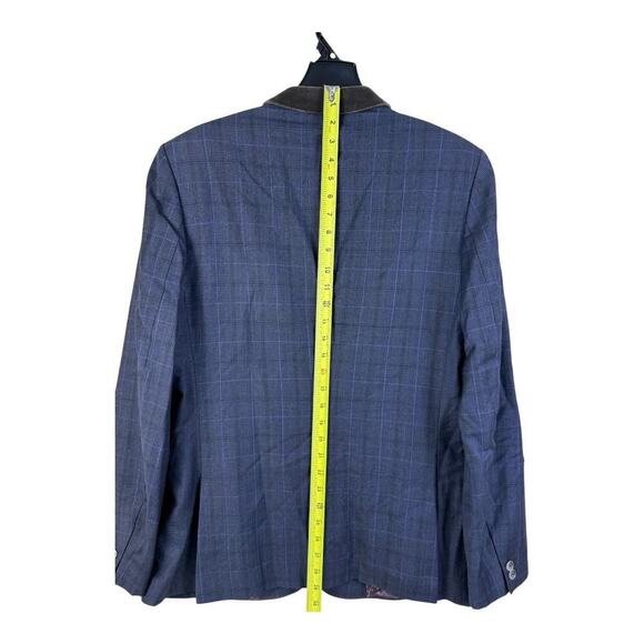 Ted Baker Sport Coat 40 R Men's Blue Purple Windowpane Wool Regular Fit Blazer - Picture 9 of 16